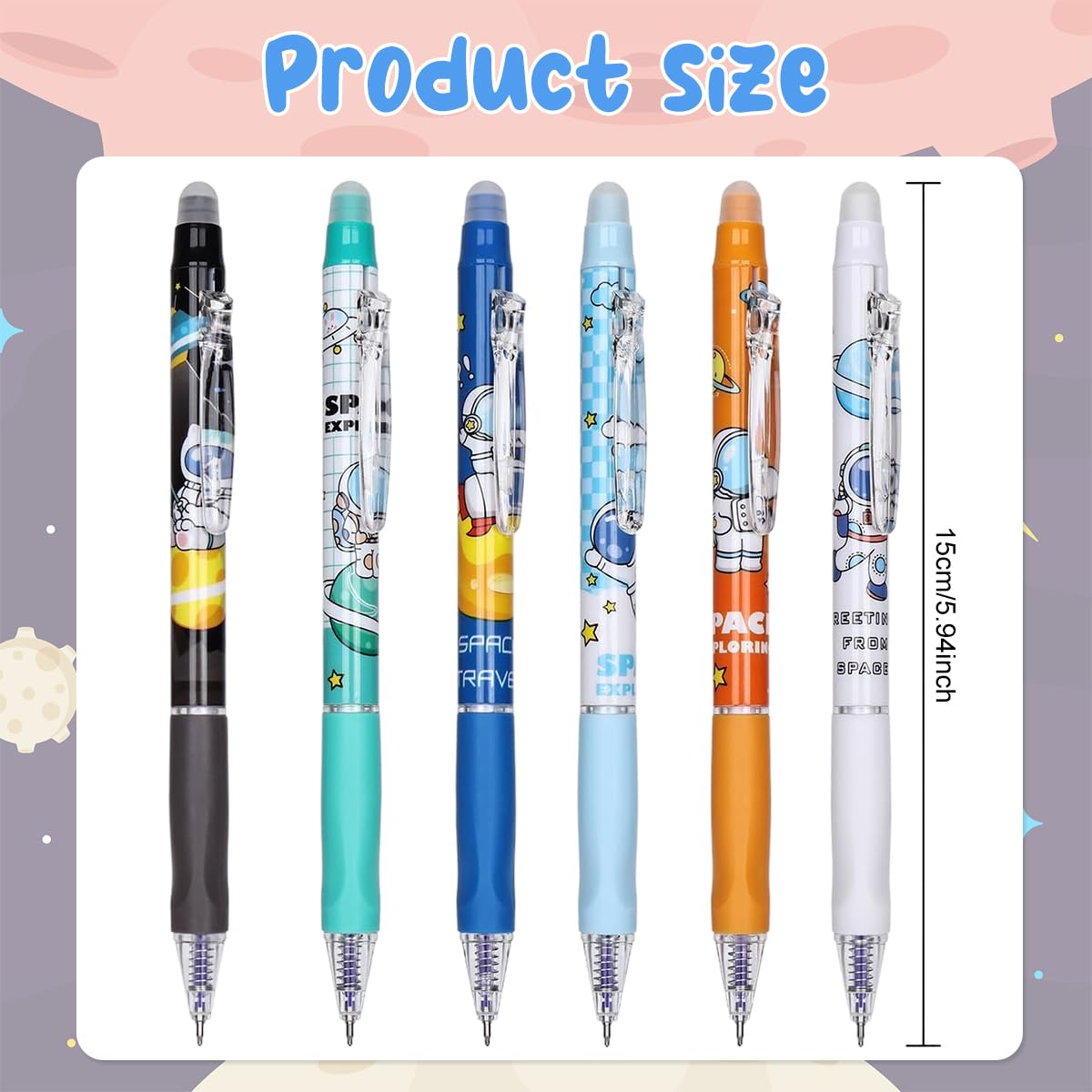 HASTHIP 6Pcs Erasable Pens with Rubber Eraser Cap Earsable Clip Pen 0.5mm Thickness Thermo-sensitive Erasable Pens Child-friendly Rubberized Grip Cartoon Erasable Pens for Writing, Drawing, Sketching HASTHIP 6Pcs Erasable Pens with Rubber Eraser Cap Earsable Clip Pen 0.5mm Thickness Thermo-sensitive Erasable Pens Child-friendly Rubberized Grip Cartoon Erasable Pens for Writing, Drawing, Sketching